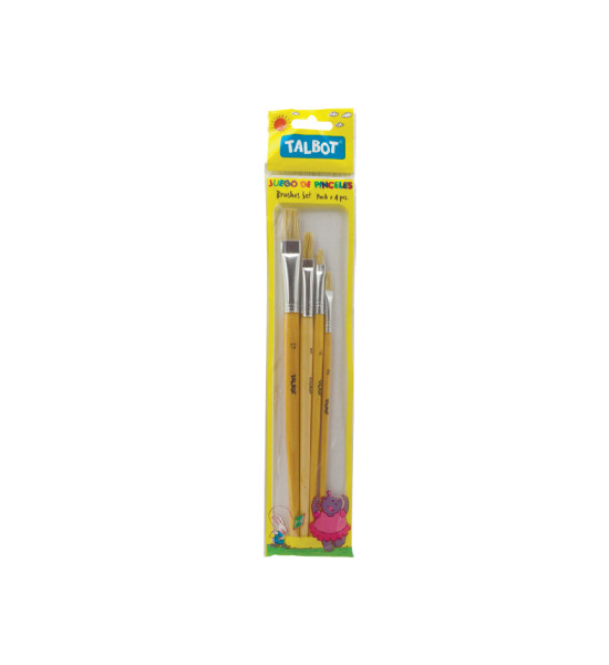 Pinceles, Cerda Planos, Pack x 4 Unds., Nro. 2, 4, 8, 12